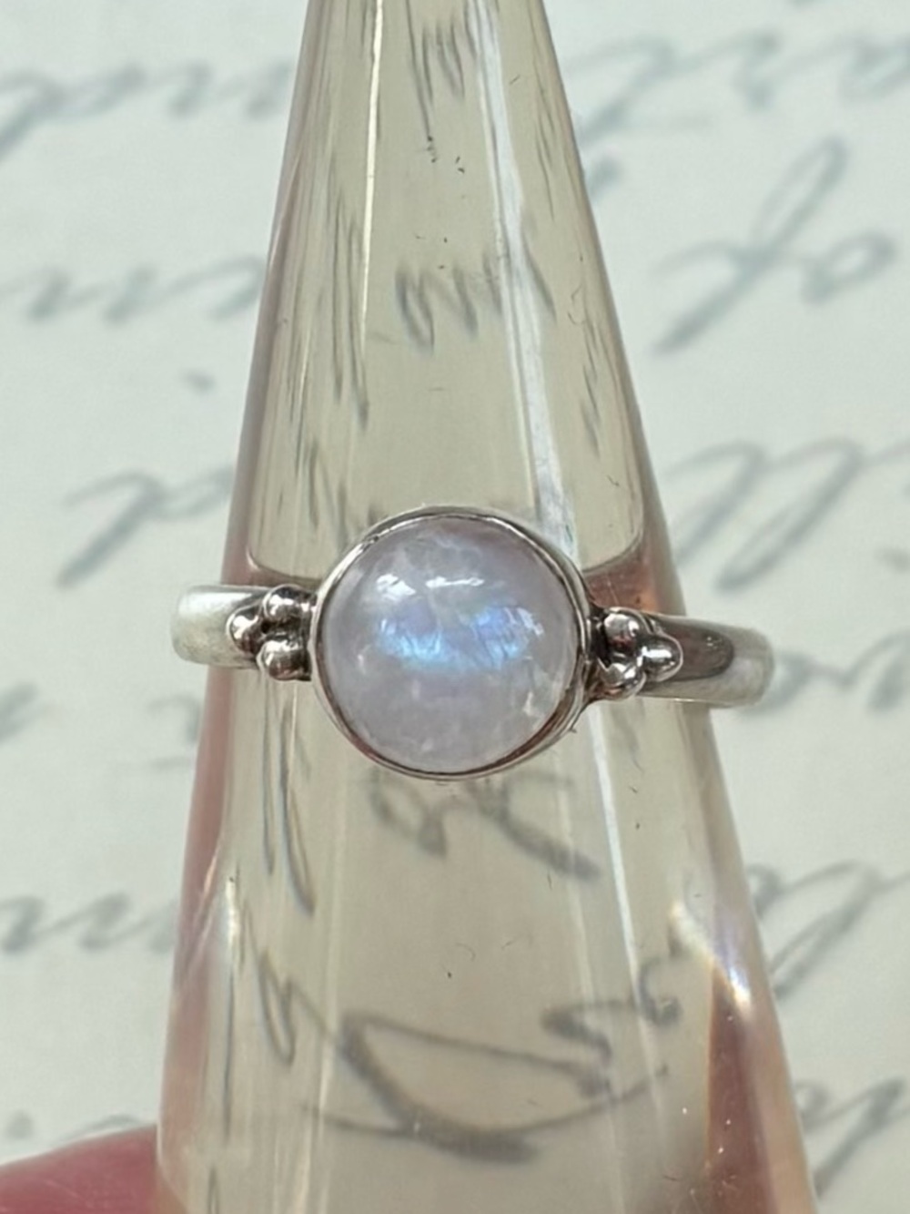 Dainty Sterling Silver White Moonstone Ring size 6.5